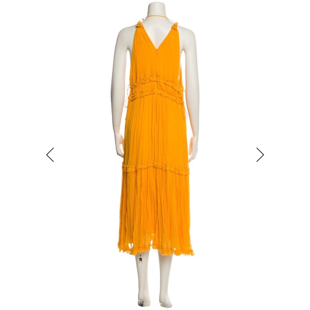 Zimmermann Marigold Yellow 100% Silk Tent Midi Summer Dress Halter Ruffle Large - Picture 2 of 8